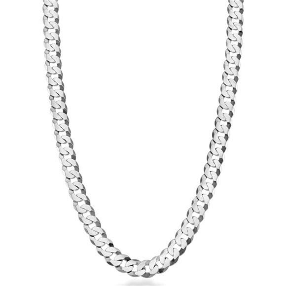 925 Sterling Silver Italian 7mm Diamond Cut Cuban Link Curb Chain